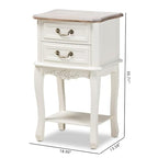 Baxton Studio Amalie Antique French Country Cottage Two-Tone White And Oak Finished 2-Drawer Wood Nightstand