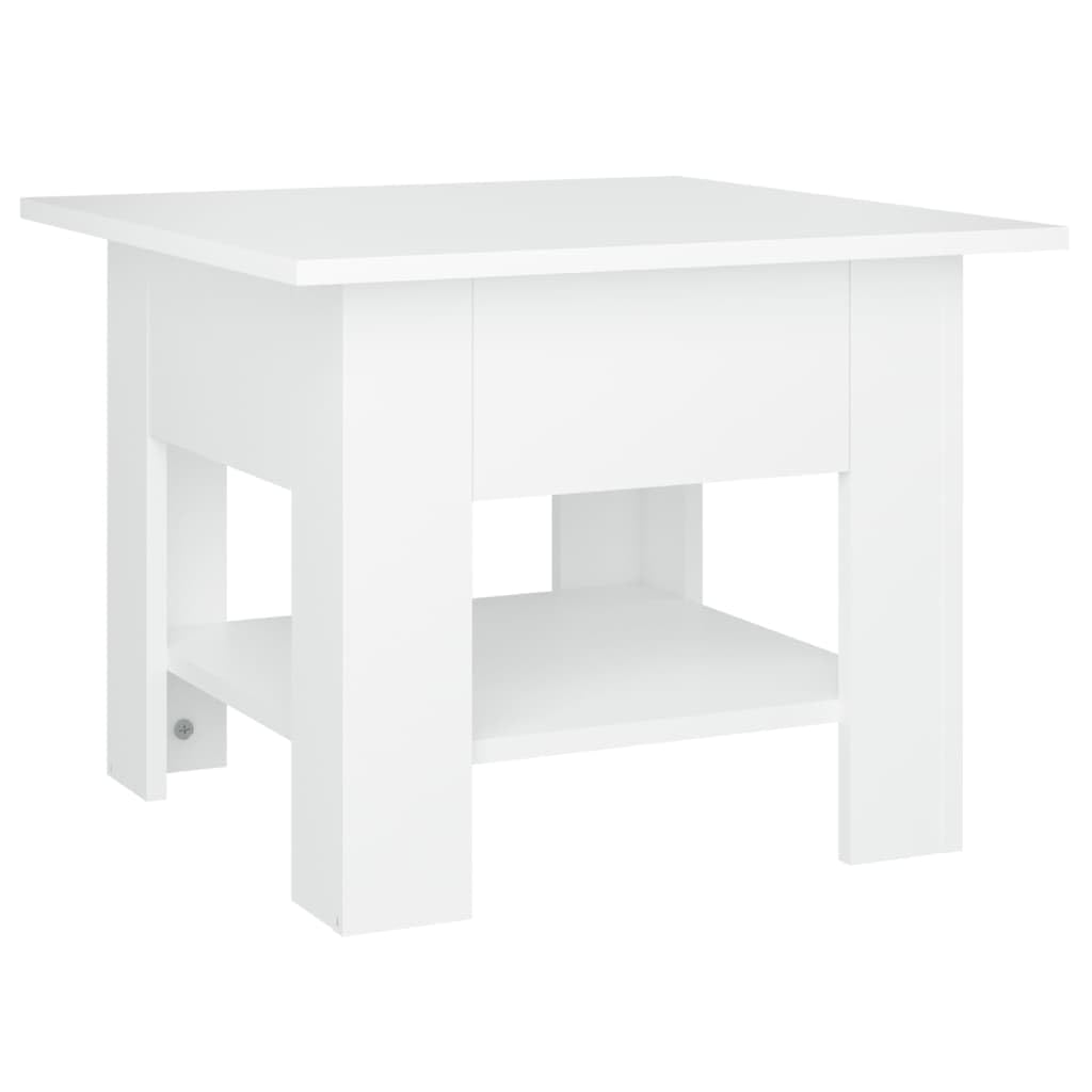 vidaXL Engineered Wood Coffee Table in White - Modern Design with Storage Shelf - Stable and Sturdy.