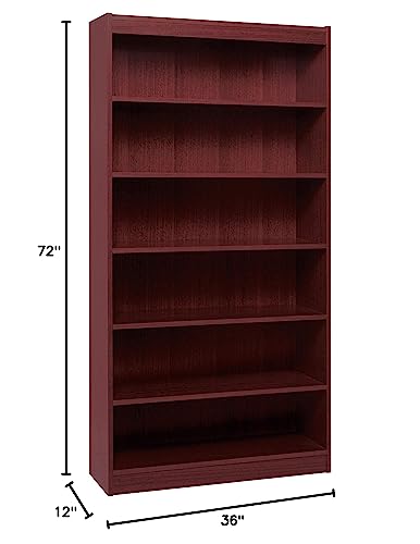 Lorell LLR60074 6-Shelf Panel Bookcase, 36&quot; x 12&quot; x 72&quot;, Mahogany