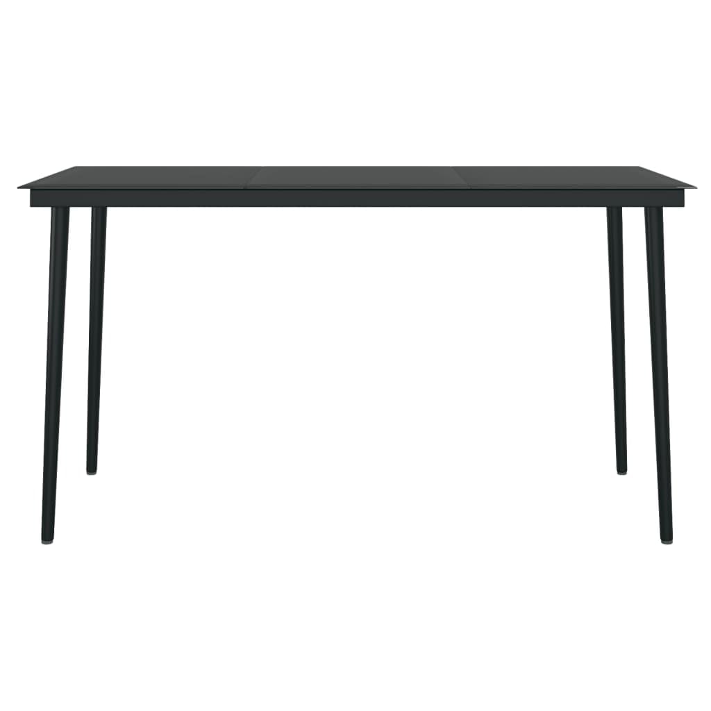 vidaXL Outdoor Steel and Glass Dining Table - Versatile Patio Furniture in Black, Ideal for Garden, Balcony, Perfect for Entertainment and Meals