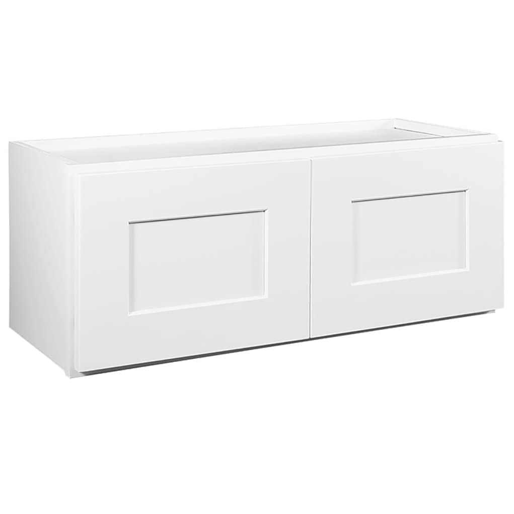 Design House Brookings Shaker Bridge Wall Kitchen Cabinet W3012, 30 W x 12 D x 12 H, Painted White, Solid Wood, Ready to Assembl