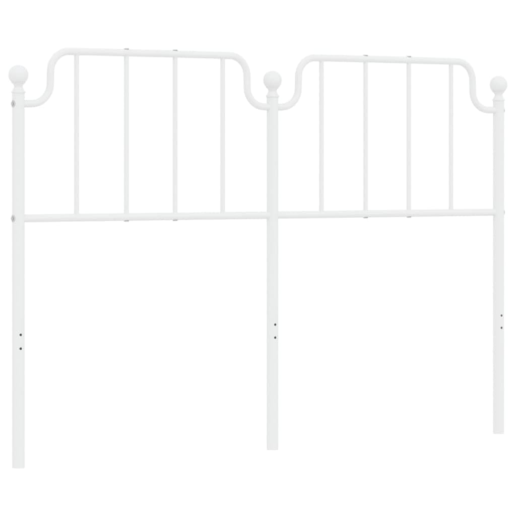 vidaXL Metal Headboard Queen Size 40.2'' High, Powder-Coated Steel Construction, Classic Design for Bedroom, Excellent Support & Sturdy Legs, Effortless Assembly, White Steel Headboard Only