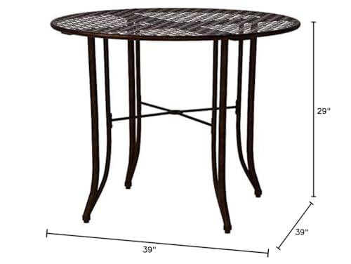 International Caravan 657100-OG-165262-O-852747 Iron Outdoor Patio Dining Table, 40", Matte Brown