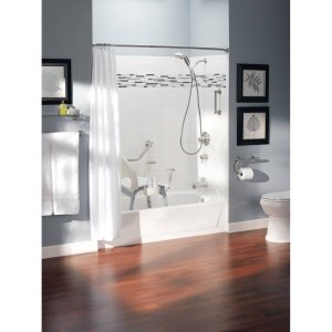 Moen Brushed Nickel Bathroom Safety 8-Inch Wall Mounted Grab Bar With Integrated Toilet Paper Holder, Lr2352Dbn