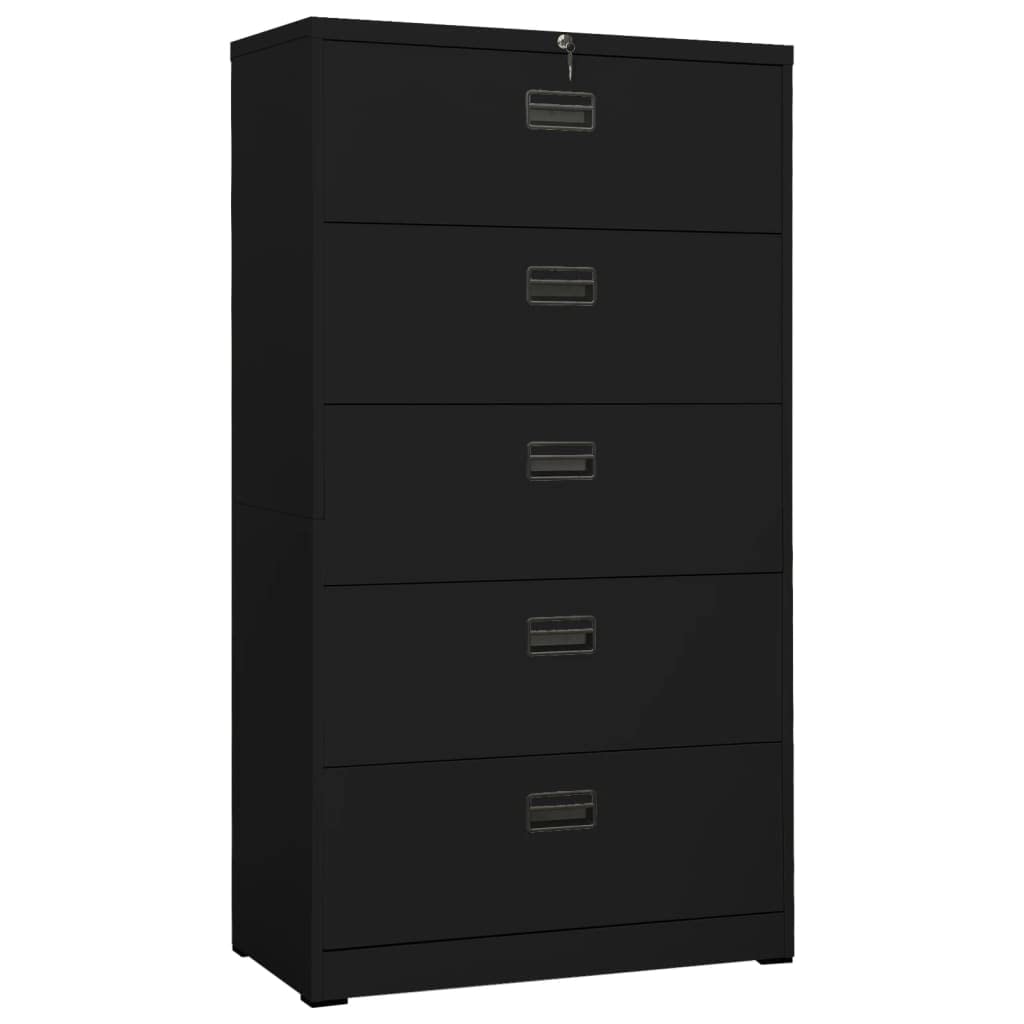 vidaXL Filing Cabinet, File Cabinet for Home Office Living Room School, Storage Cabinet with 2 Drawers, Under Desk, Industrial, Black Steel