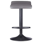 Ergode Wood Tarah Adjustable Swivel Stools - Slate Gray Faux Leather Seat, Height Adjustable, Backless Cushioned Seats, 360-Degree Swivel, Sturdy Metal Construction - Set of 2