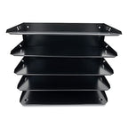 Huron Desktop Horizontal 5-Slot Legal File Organizer, Black Commercial Grade Steel