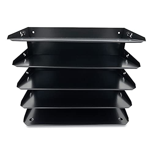 Huron Desktop Horizontal 5-Slot Legal File Organizer, Black Commercial Grade Steel