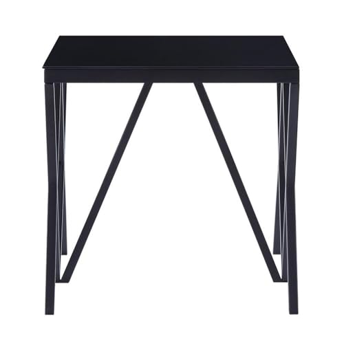 Acme Magenta Square Glass Top End Table in Black