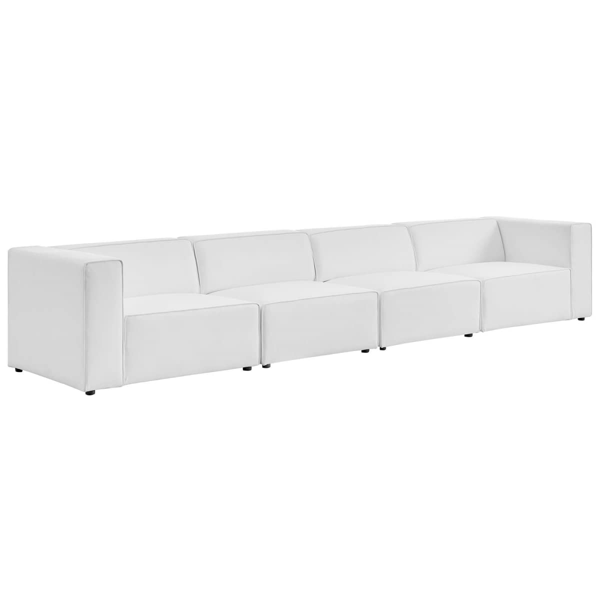 Modway Furniture Eei-4793-Whi 27 X 37 X 43.5 In. Mingle Vegan Leather Sectional Sofa White - 4 Piece