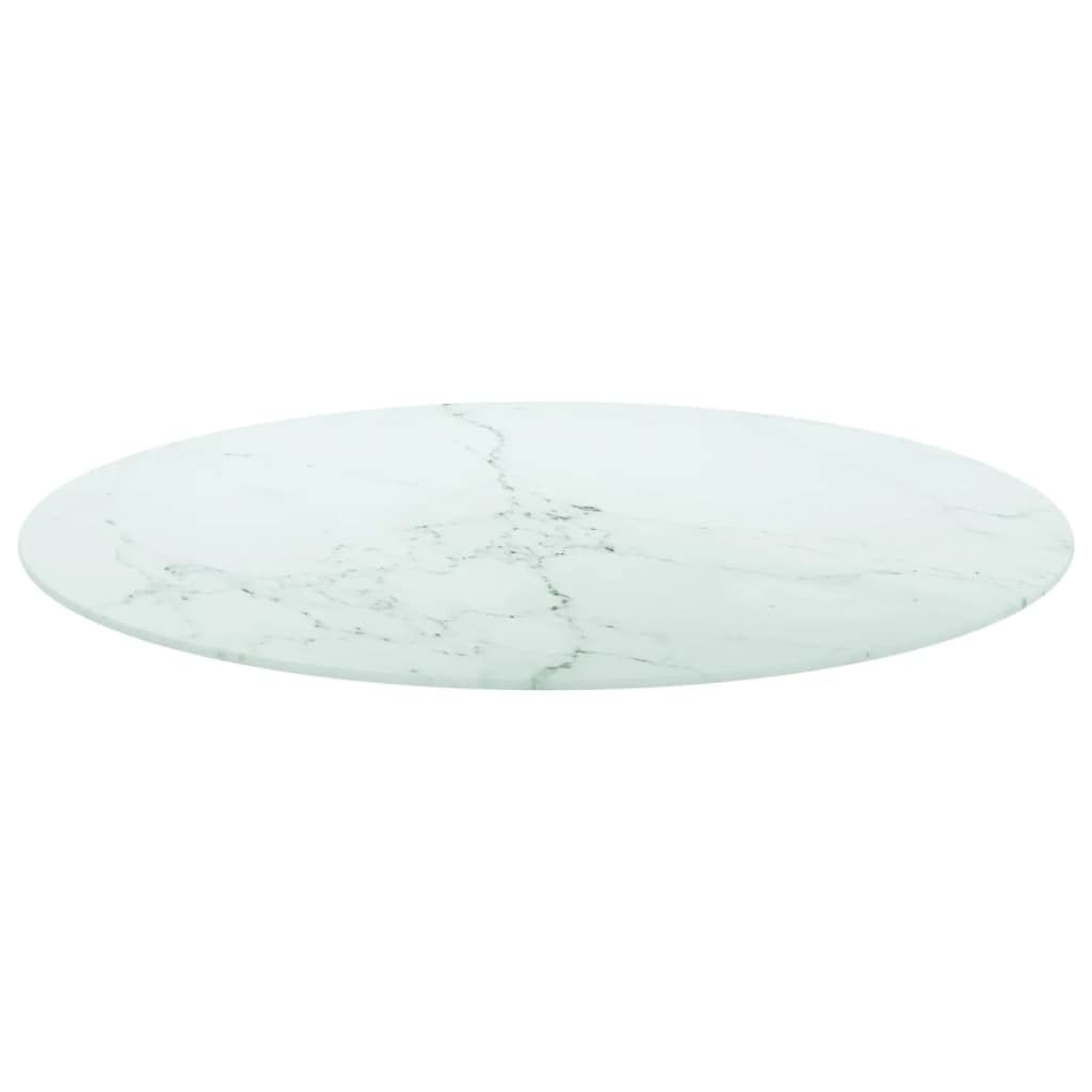 vidaXL Round Tempered Glass Table Top with Marble Design - Thumbnail 4