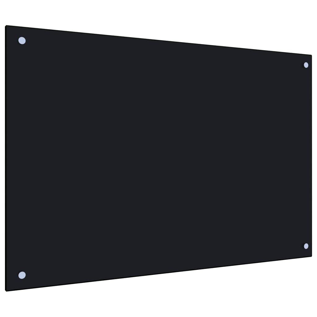 vidaXL Kitchen Backsplash, Black Tempered Glass, Heat-Resistant, Scratch-Resistant, Easy Clean, with Installation Materials, 35.4"x23.6"
