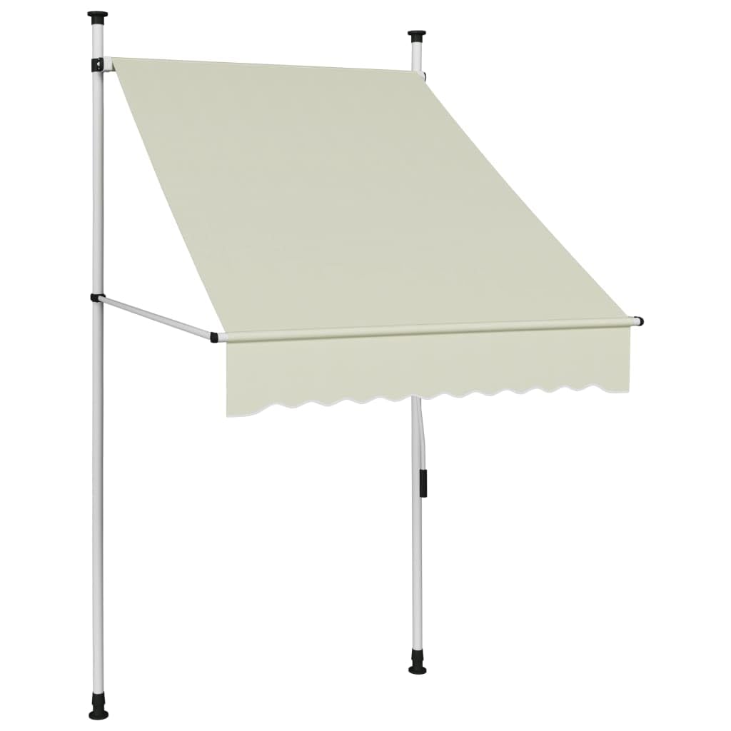 Vidaxl Manual Retractable Awning 39.4&quot; Cream - Weather-Resistant Outdoor Shade Cover With Adjustable Height And Angle, Easy-To-Clean, Pu Coated Polyester Fabric, Durable Steel Frame