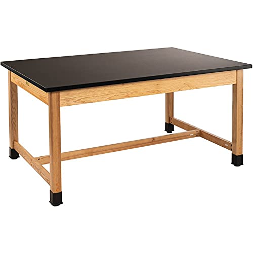 National Public Seating NPS 42x60 Solid Wood Science Lab Table with Chemical Resistant Top in Black