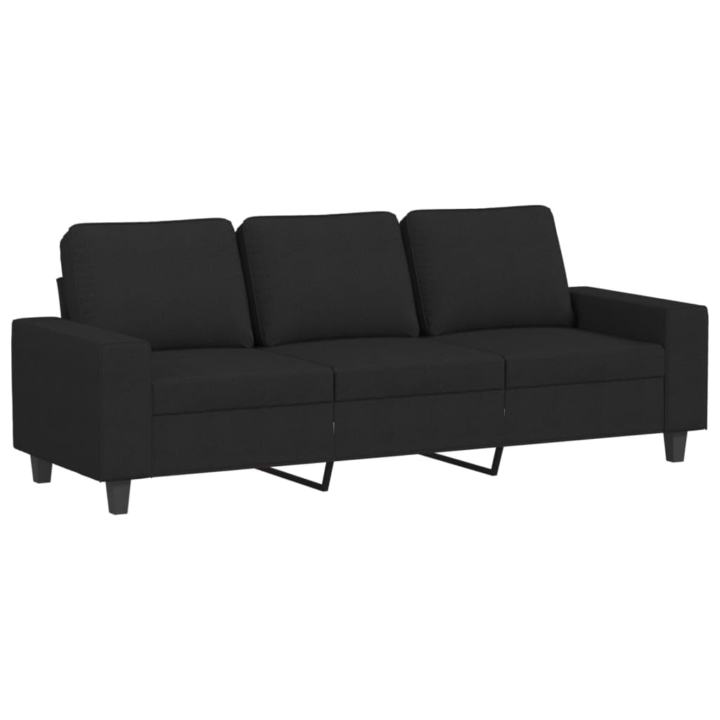 vidaXL Modern 3-Seater Sofa with Sturdy Metal Frame and Durable Fabric Upholstery - Comfortable Seating for Living Room or Lounge Area - Black