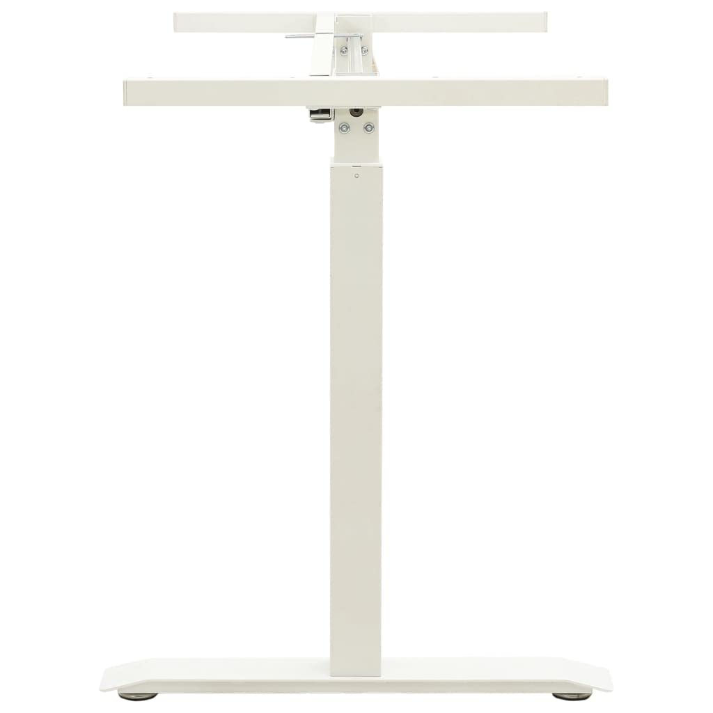 vidaXL Manual Adjustable Standing Desk Frame - Hand Crank, Width and Height Adjustable, Carbon Steel, White - Suitable for Office and Home use