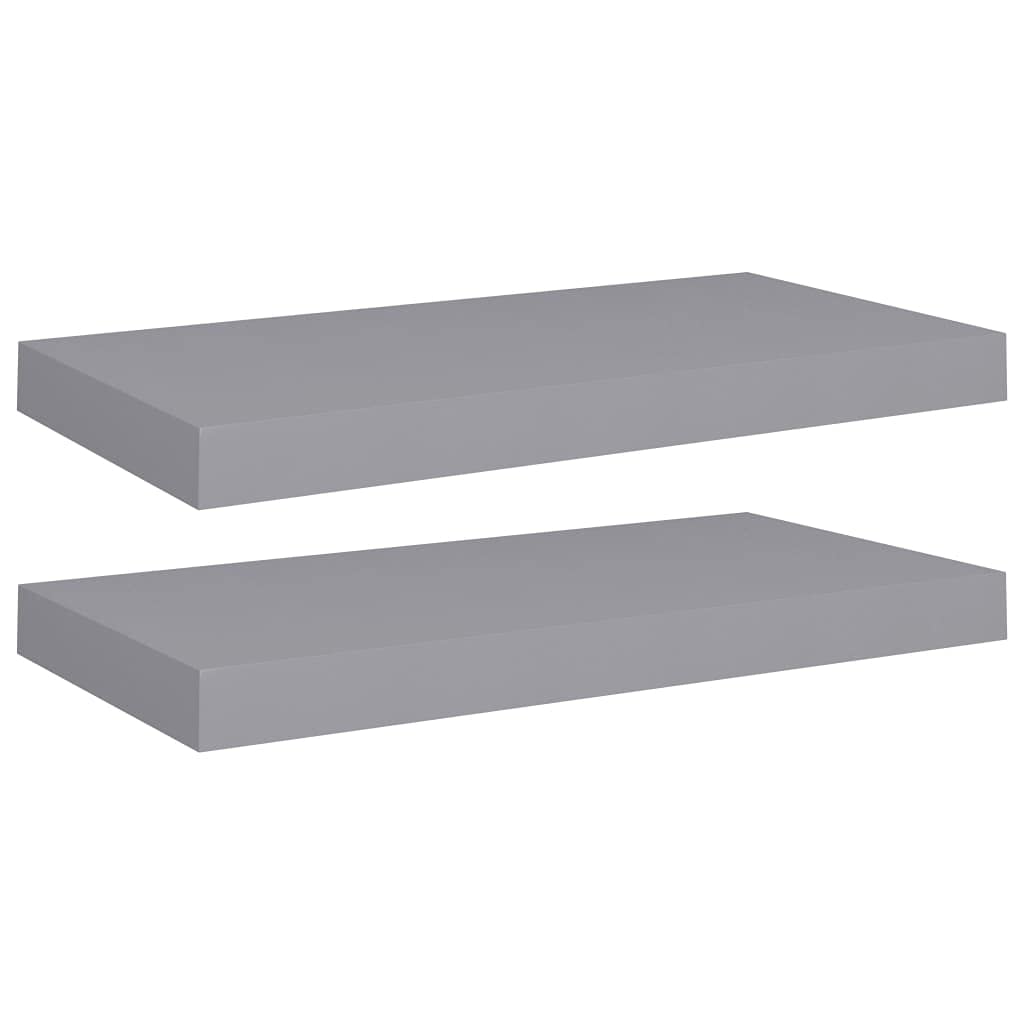 vidaXL Set of 2 Floating Wall Shelves - 19.7&quot;x9.1&quot;x1.5&quot; Gray Modern Design Honeycomb MDF and Metal Frame - Invisible Mounting System - Home Decor Display and Storage Shelves