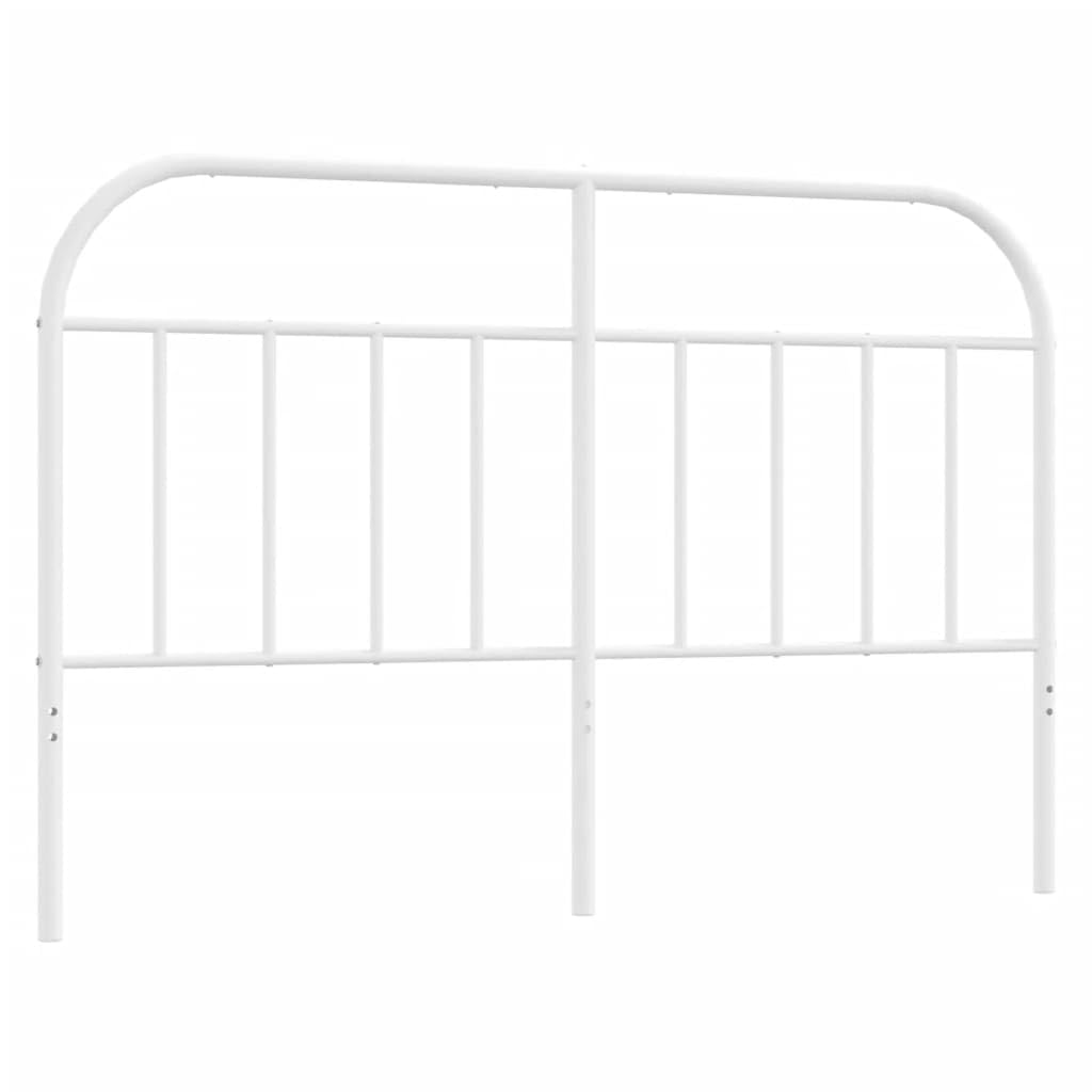 vidaXL Powder-Coated Steel Headboard, White – Robust and Stable Construction, Easy Assembly, for a 53.1&quot; Mattress Width, Multi-Functional Back Support