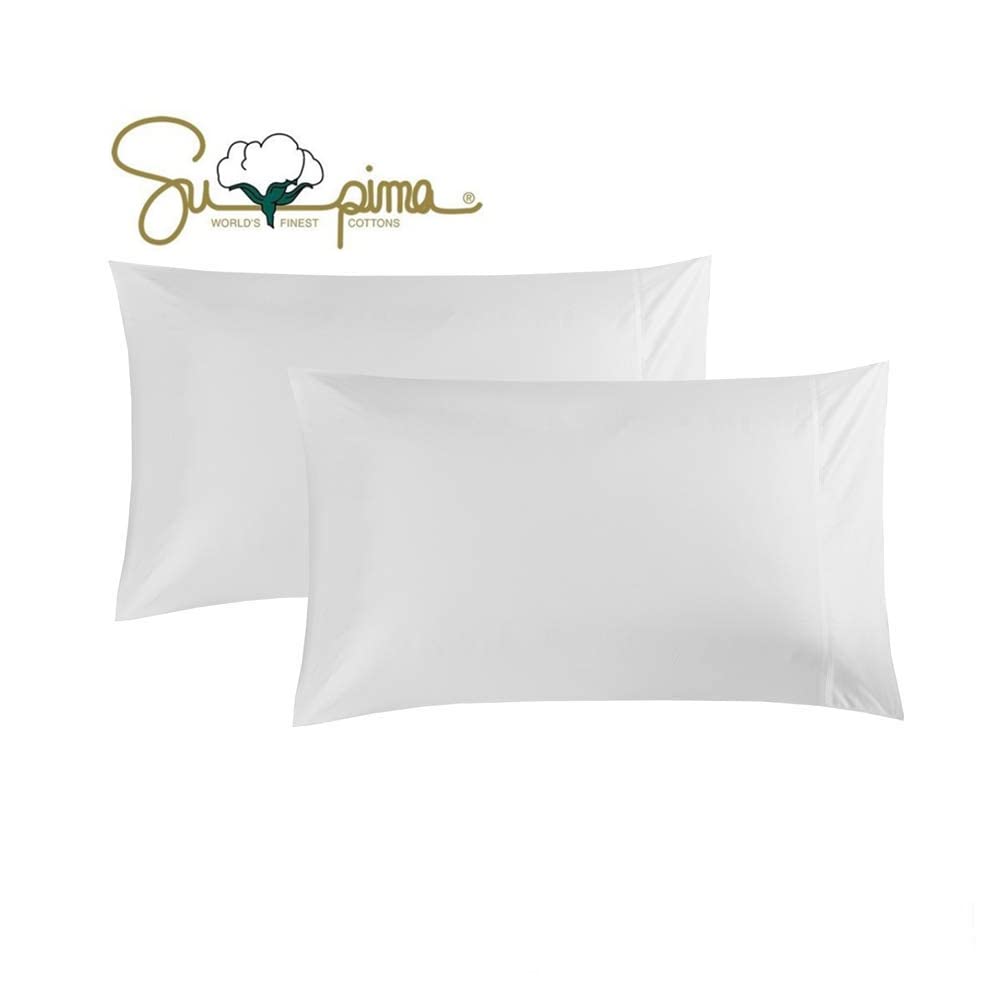 Elinen 100% Supima Cotton 600 Thread Count Queen Pillowcase Set Of 2, Luxury Hotel Pillow Cases,Soft & Silky Sateen Weave, Premi