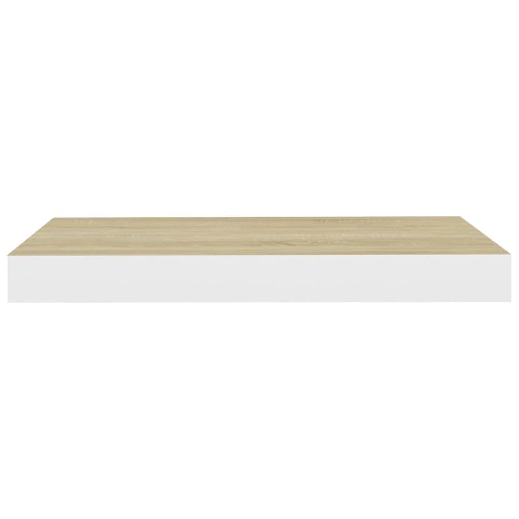 SKM Floating Wall Shelf Oak and White 19.7&quot;x9.1&quot;x1.5&quot; MDF