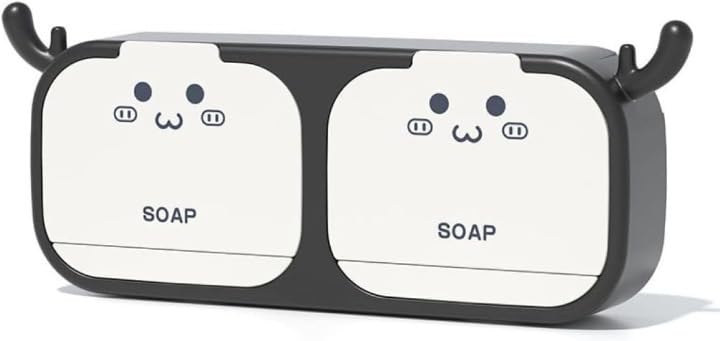 Divik PunchFree FlipTop Soap Stand with Hook Double Soap Holder Box WallMounted Drain Soap Storage Box Flip Laundry Soap Box