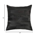 HomeRoots Cowhide, Microsuede, Polyfill 18' X 18' X 5' Black Pillow