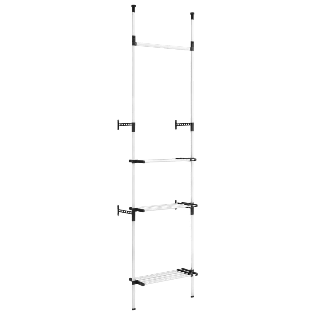 vidaXL Telescopic Wardrobe System - Adjustable Aluminum Clothes Rack with Rod and Shelf - Space Saving, Strong, Durable and Easy