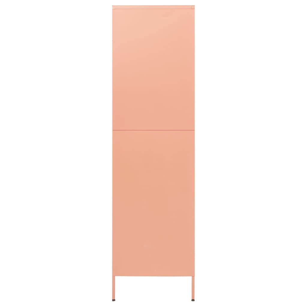 vidaXL Durable Steel Pink Wardrobe – Optimal Clothing Storage Solution with Adjustable Shelves, Hanging Rod and Easy-to-Clean – 35.4&quot;x19.7&quot;x70.9&quot;