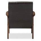 Baxton Studio BBT8011A2-Black Living-Room-Chairs, Medium, Leather, Black
