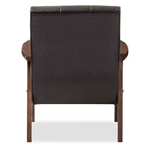 Baxton Studio BBT8011A2-Black Living-Room-Chairs, Medium, Leather, Black