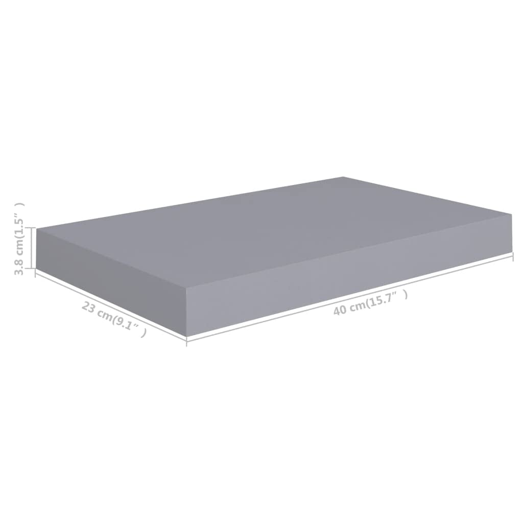 Floating Wall Shelves-SKM Floating Wall Shelves 2 pcs Gray 15.7x9.1x1.5 MDF