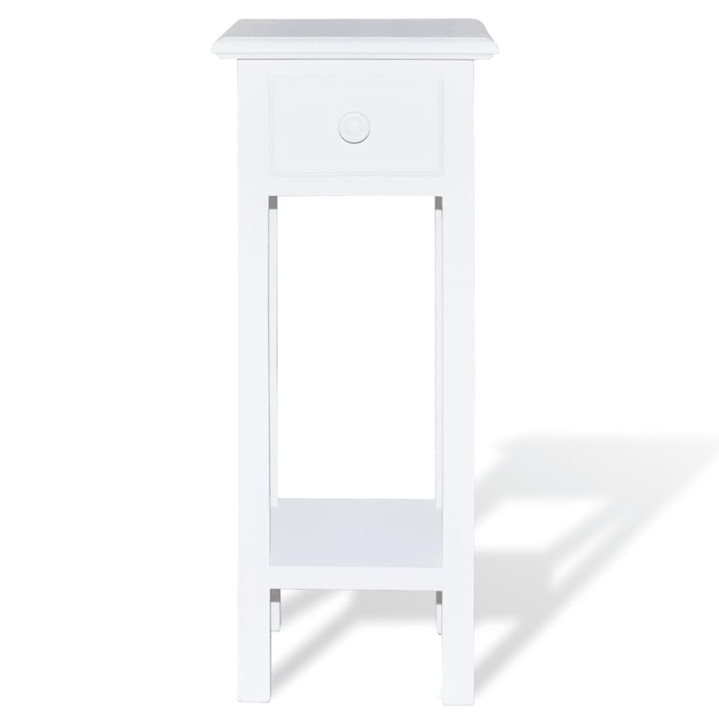 vidaXL Side Table Drawer White Bedroom Bedside Table Nightstand