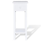 vidaXL Side Table Drawer White Bedroom Bedside Table Nightstand