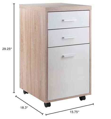 Ergode Kenner Storage Mobile Cabinet | Versatile | Contemporary Design | Easy Mobility | Reclaimed Wood Finish | Linen White Facings | 1-Drawer | Locking Casters (18316-VV)