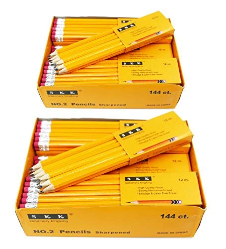 Skkstationery Pre-Sharpened Pencils, Pencils Sharpened With Eraser Top, #2 Hb Pencil, 144/Box (Box Of 2)