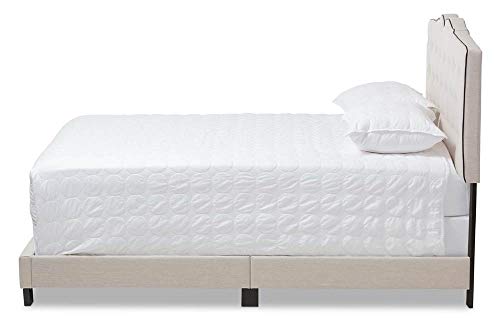 Baxton Studio Vivienne Modern and Contemporary Light Beige Fabric Upholstered King Size Bed