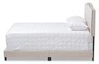 Baxton Studio Vivienne Modern and Contemporary Light Beige Fabric Upholstered King Size Bed
