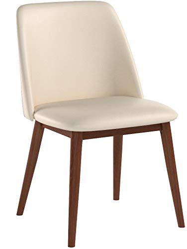 Baxton Studio Lavin Mid-Century Faux Leather Dining Chair, Walnut Light Brown And Beige, 2/Set (115-2Pc-6135-Ht)