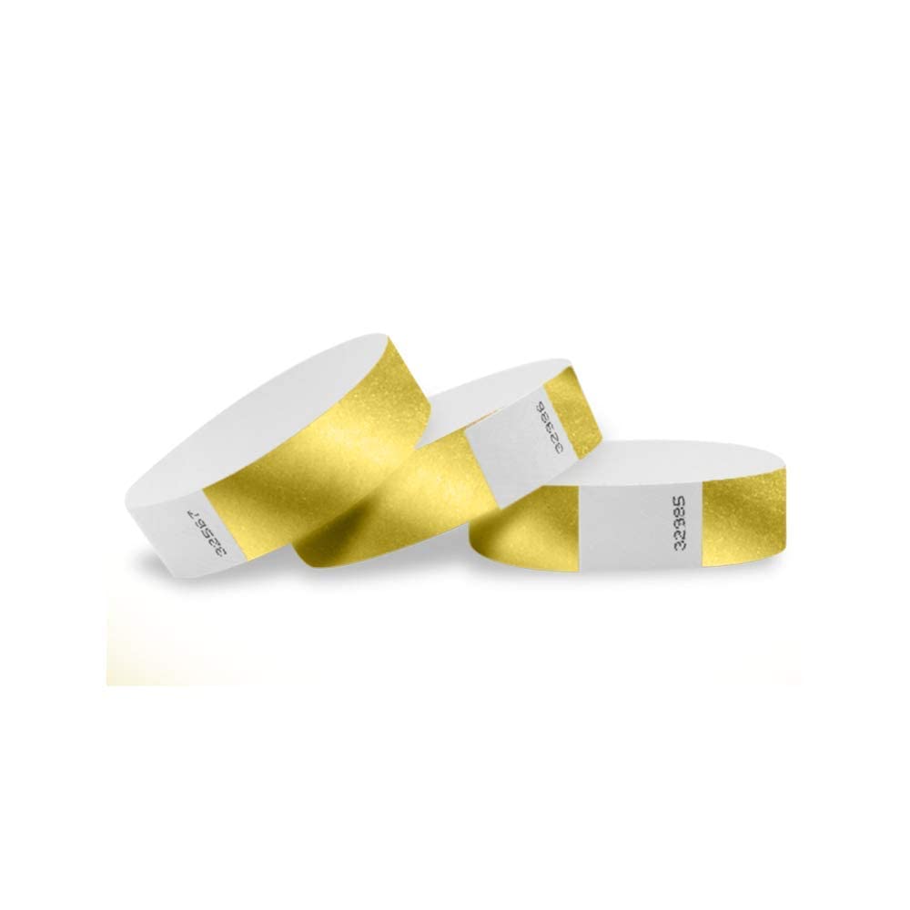 Wristco Deep Metallic Gold Tyvek Wristbands For Events - 200 Count - Comfortable Tear Resistant Paper Bracelets Id Wrist Bands F
