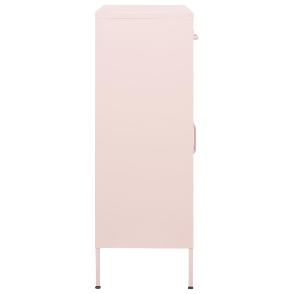 vidaXL Storage Cabinet, Steel Pink Cabinet with Adjustable Shelves, Industrial Style, Ideal for Home Decor, Solid Construction