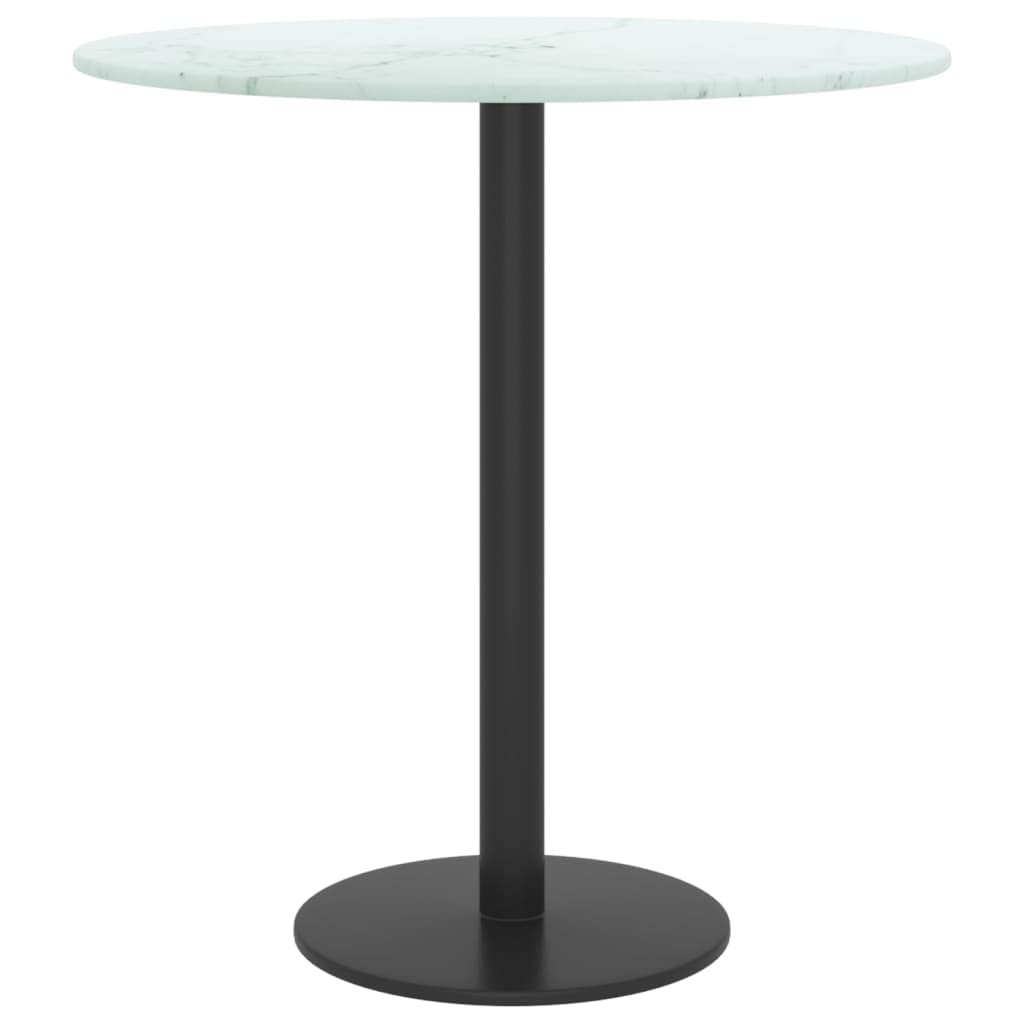 vidaXL Tempered Glass Table Top with Marble Design, White, Round, Durable, Easy-to-clean, Home Decor, Versatile Usage, Zero Assembly Required, Diameter 15.7"