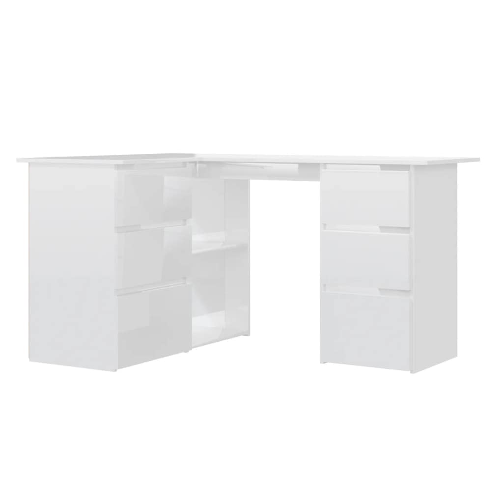 Vidaxl Corner Desk High Gloss White 57.1&quot;X39.4&quot;X29.9&quot; Chipboard