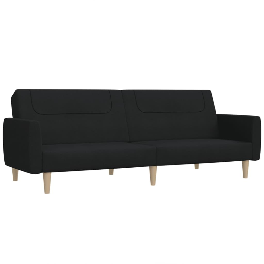 vidaXL 2-Seater Sofa Bed in Black | Convertible Loveseat Sleeper with Wooden Frame | Modern Fabric Upholstered Couch for Home and Office