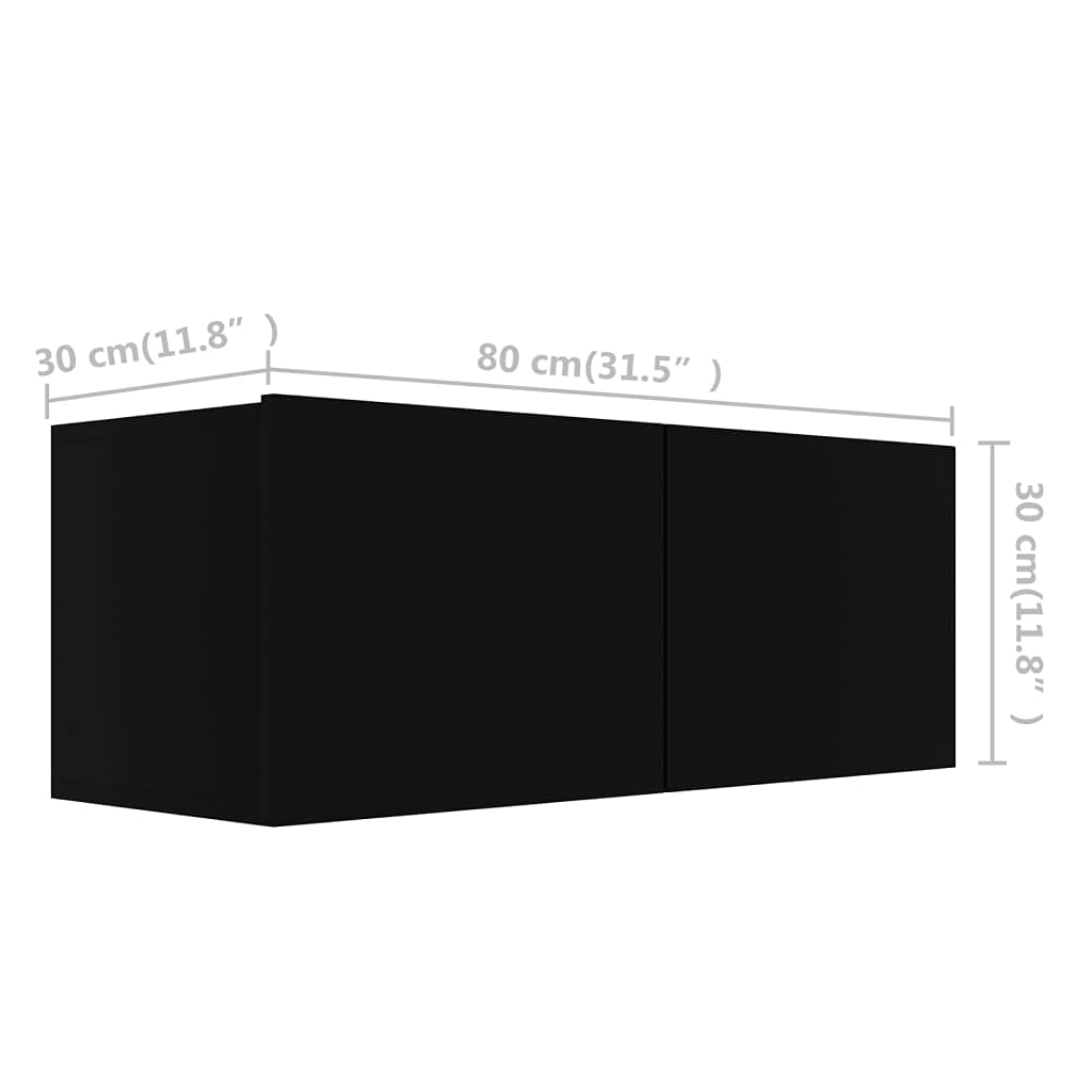 vidaXL TV Stand 3 Piece, TV Stand for Living Room, Sideboard with Storage, TV Console Media Unit Cupboard, Modern, Black Engineered Wood