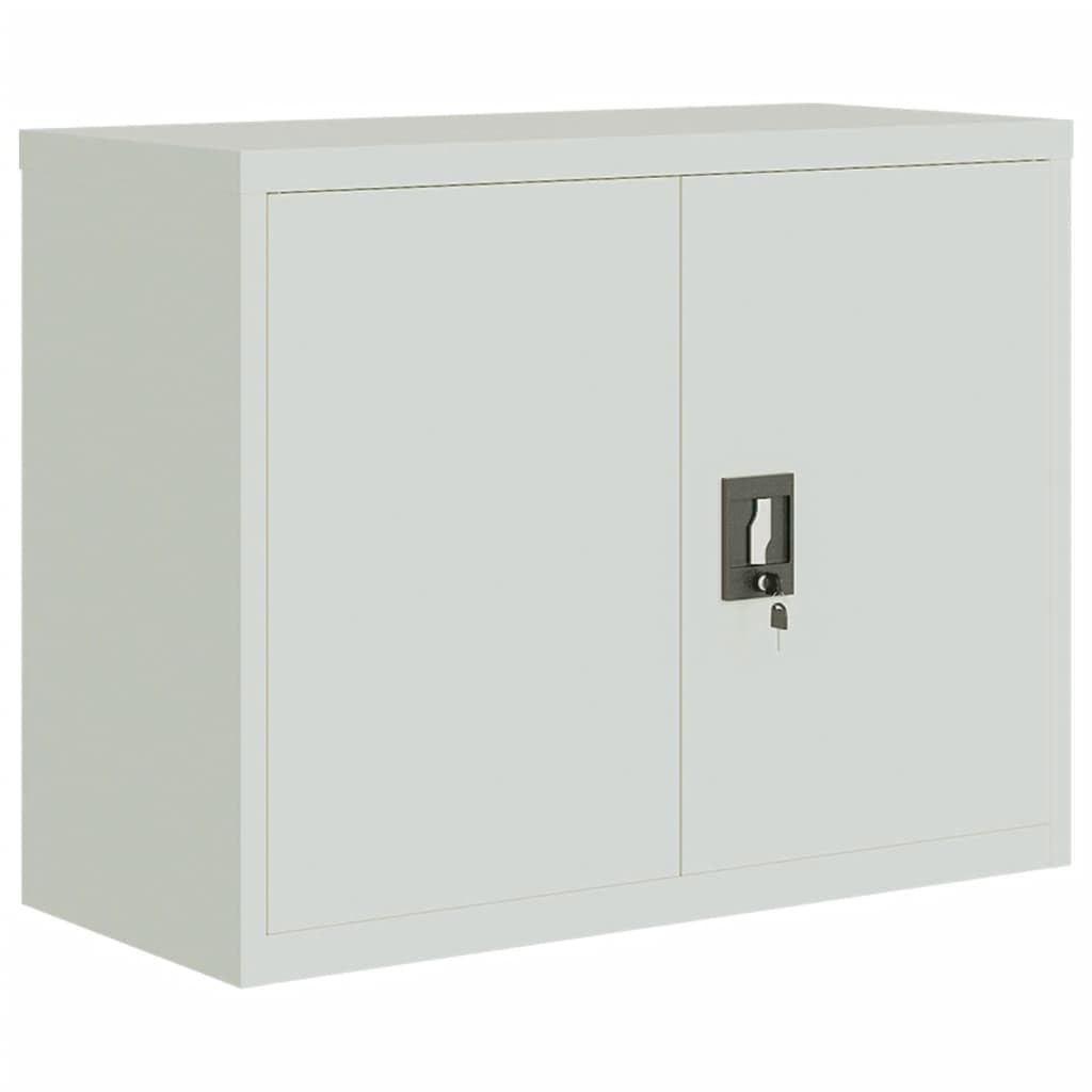 vidaXL 2-Door File Cabinet in Light Gray - Sturdy Steel Construction- Adjustable Shelf - Secured Lock System - Industrial Style