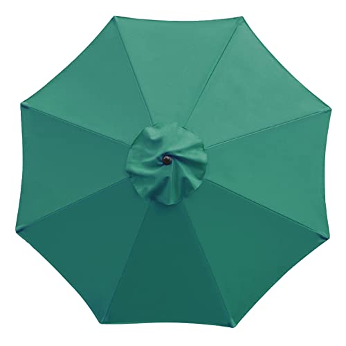 Sunnyglade 9Ft Patio Umbrella Replacement Canopy Market Umbrella Top Outdoor Umbrella Canopy With 8 Ribs (Dark Green)