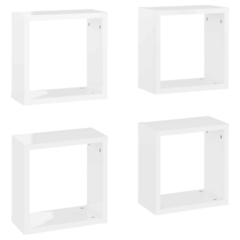 Wall Cube Shelves 4 pcs High Gloss White 30x15x30 cm