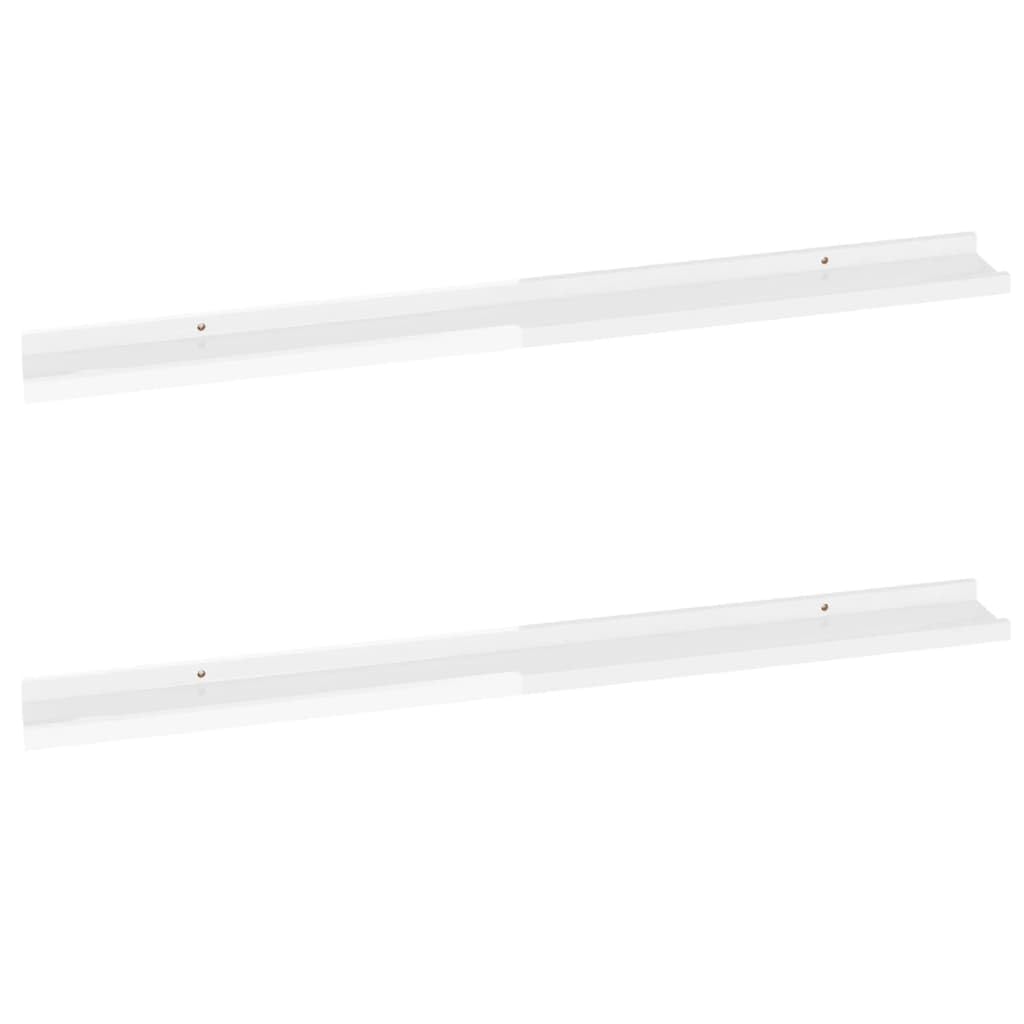 vidaXL Modern Wall-Mounted Shelves in High Gloss White - Durable and Stylish MDF Construction, Ideal for Displaying Decorative Items, Easy to Install