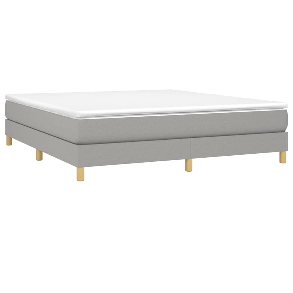vidaXL California King Light Gray Box Spring Bed Frame - Sturdy Fabric & Wood Construction for Modern Bedrooms