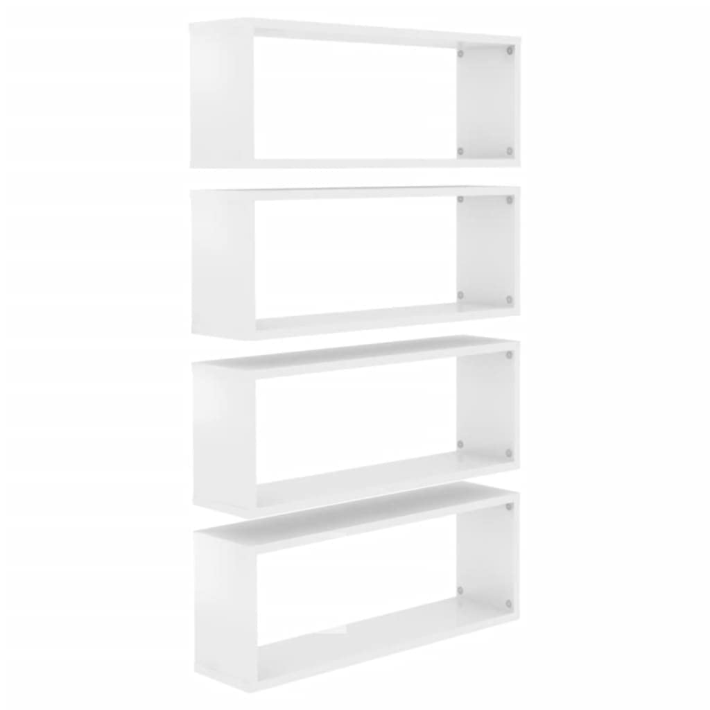 vidaXL Wall Cube Shelves 4 pcs High Gloss White 23.6&quot;x5.9&quot;x9.1&quot; Engineered Wood